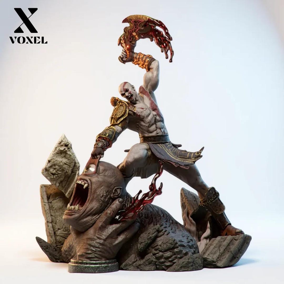 Kratos God of War Diorama STL | Epic Battle 3D Print (digital Download ...