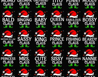 Santa Hat Elf Claus PNG – Funny Matching Family Party Christmas Holiday Humor Clipart, Sublimation Digital Download