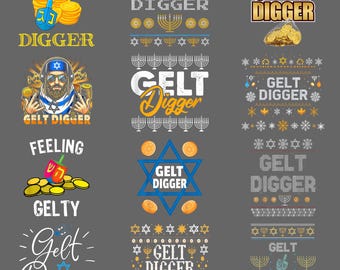 Jewish Gelt Digger Hanukkah PNG – Funny Jewish Holiday Humor Clipart