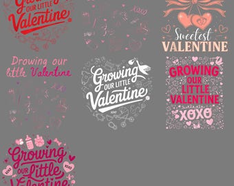 Growing Our Little Valentine PNG – Pregnancy Announcement Clipart, Baby Reveal Valentine Sublimation Digital Design