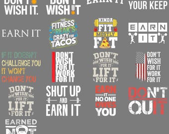 Earn It Dont Wish It – Gym Motivation Fitness Quote Design