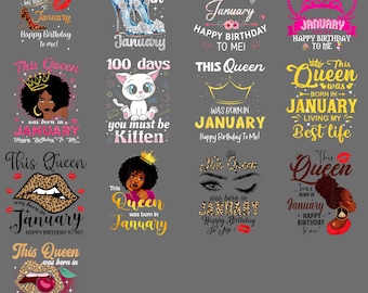 This Queen Was Born in January PNG – Birthday Royalty Clipart, Capricorn Queen Gift, Festive Sublimation Design
