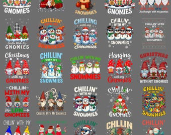 Chillin with My Gnomies Christmas Pajamas PNG – Funny Gnome Holiday Clipart, Family Xmas Sublimation