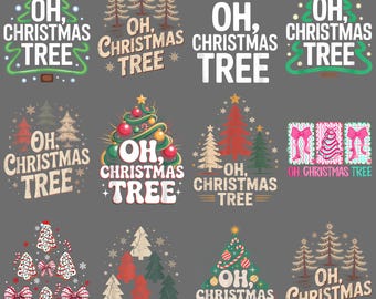 Oh Christmas Tree Star Snow PNG, Funny Holiday Carol Theme Clipart, Sublimation Digital Download