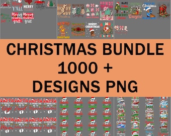 Christmas Bundle – Retro Merry Christmas Ornaments, Festive Winter PNG Clipart, 1000+ Designs Digital Download