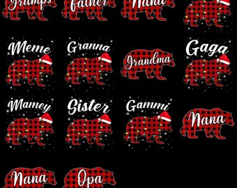 Bear Christmas Red Plaid Family Matching PNG, Funny Holiday Costume Group Clipart, Sublimation Digital Download