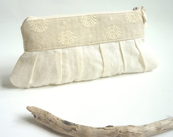 Beach wedding clutch, linen wedding clutch, personalised