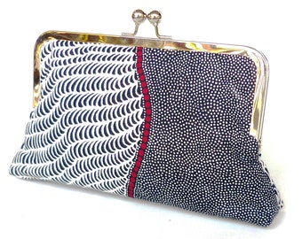 Black and white clutch, authentic Indigenous art fabric, Australian purse, evening purse