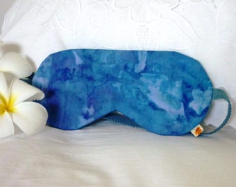 Batik sleep mask, cotton and silk mask, tropical eye mask, beach travel mask, blue purple eye mask, going away gift, vacation gift