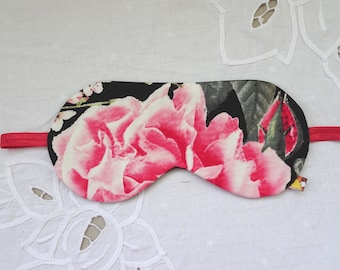 Rose blossom sleep mask, silk and cotton sleep mask, luxury gift for her