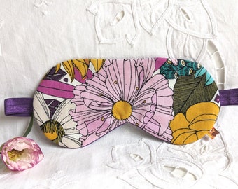 Organic sleep mask, natural eye mask, pure cotton, floral and spot design