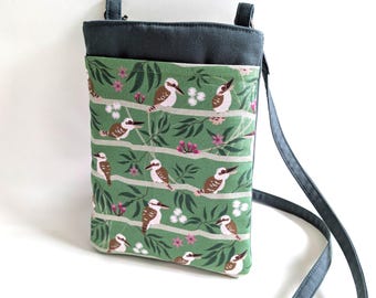 Kookaburra phone pouch crossbody style, passport holder, kindle bag