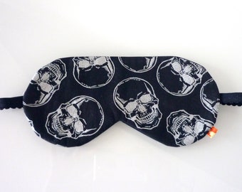 Skulls sleep mask, silk and cotton eye mask, going away gift, travel accessory, gift for teen