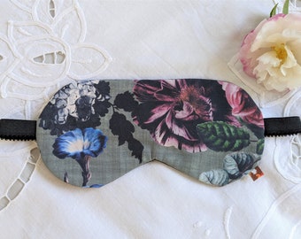 Night flower organic sleep mask, natural eye mask, pure cotton, floral design