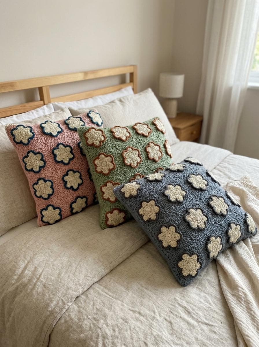 30 Flower Pillow Crochet Patterns for Cozy, Giftable Home Décor 15 Flower Pillow Crochet Pattern PDF – 3D Daisy Cushion Cover Tutorial