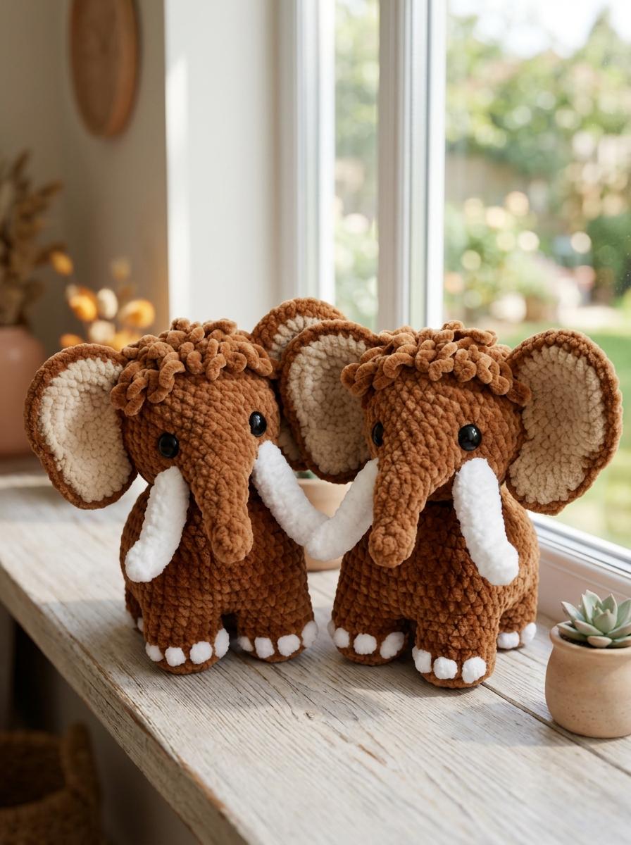 30 Elephant Crochet Patterns for Amigurumi, Plushies, Loveys, and Nursery Decor 34 Chunky Mammoth Elephant No-Sew Pattern