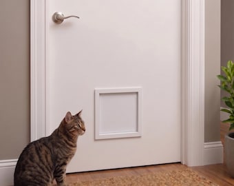 Puerta cuadrada para mascotas / Gatera / Puerta para perros / Sin tornillos / Personalizable / Pequeña, mediana, grande / Hecha en EE. UU.