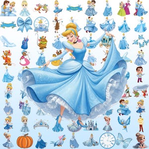 Askungen PNG Clipart Bundle Prinsessa Födelsedagskaraktärer Set