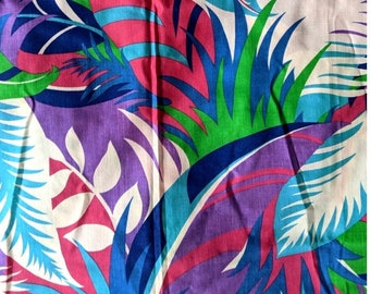 Vintage Large Scale Tropical Floral Print Fabric BOLD Print & Colors 58" by 45"