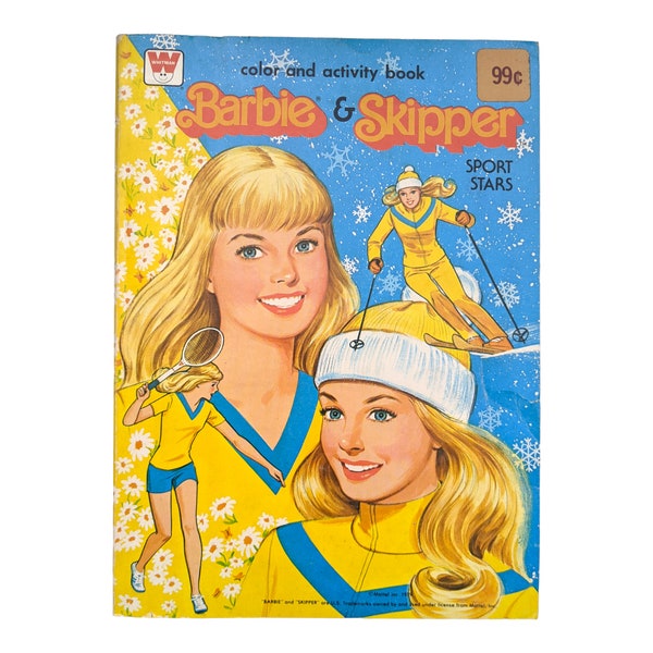 Vintage 1979 Barbie and Skipper Sports Stars Coloring and Activity Book from Golden Mattell