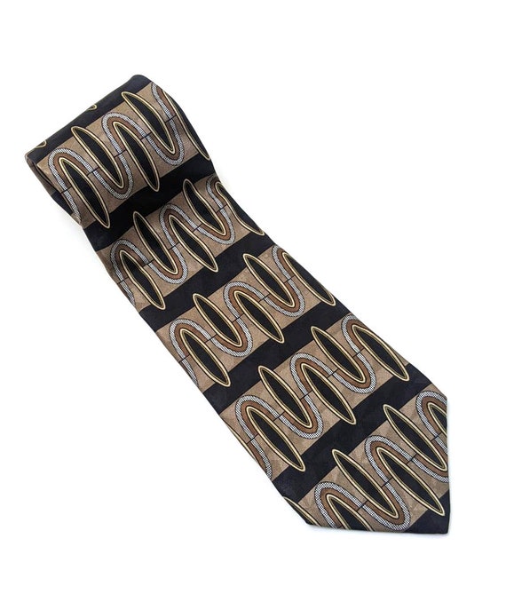 Vintage Men's Neck Tie, Louis Feraud Brown and Bl… - image 2
