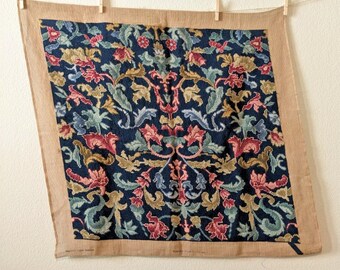 Vintage Needlepoint Floral Tapestry Finished Royal Society Louis XVI Canvas 29"
