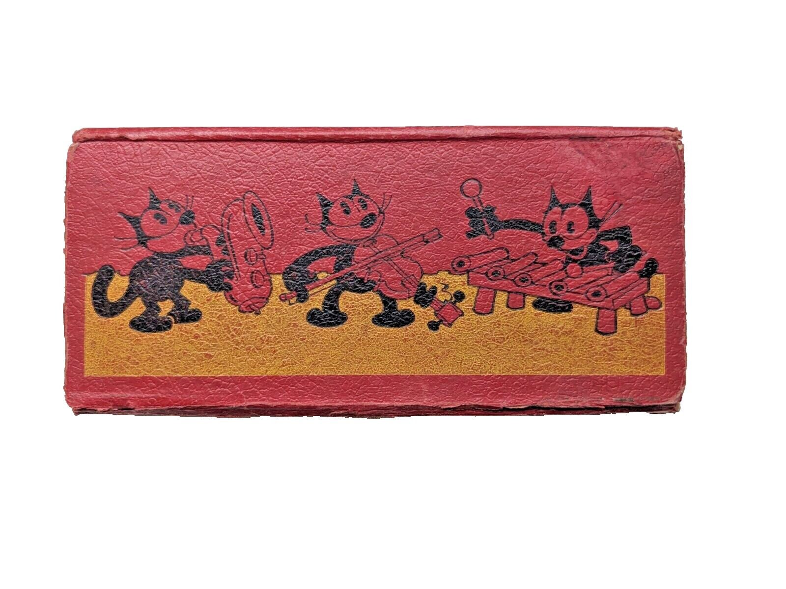 Vintage 1936 Felix the Cat Pencil Case Box, Jazz Marching Band Theme, American Pencil Co, Cartoon School Supplies Collectible