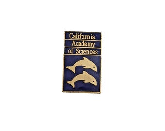 Vintage California Academy of Sciences Dolphin Enamel Pin Gold Tone Souvenir
