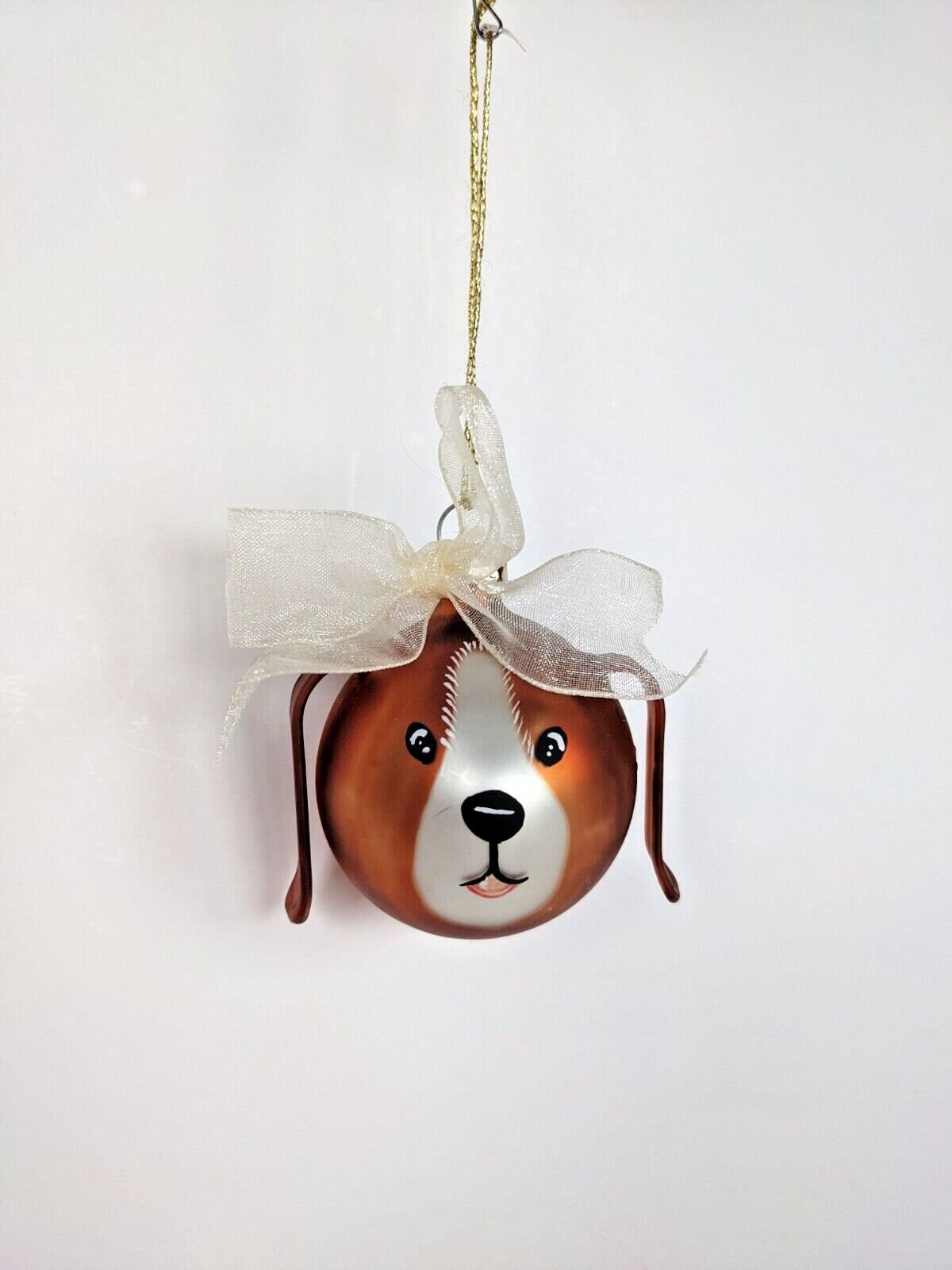 Vintage Puppy Dog Head Cute Face Christmas Ornament Hand Painted Glass — free download