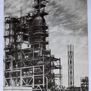 Nouvelle usine d'hydrocraquage Puits de pétrole du comté de Natrona, Casper, Wyoming, Carte postale vintage chromée