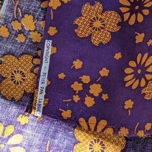 Vintage 60s 70s Fabric // Flower Power Print // Funky Orange Purple Floral // 44" BTY // Retro Sewing // Mod Groovy Textile afbeelding 3