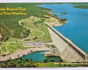 Lake Norfork Dam & Trout Hatchery near Mountain Home, Arkansas Vintage Postcard