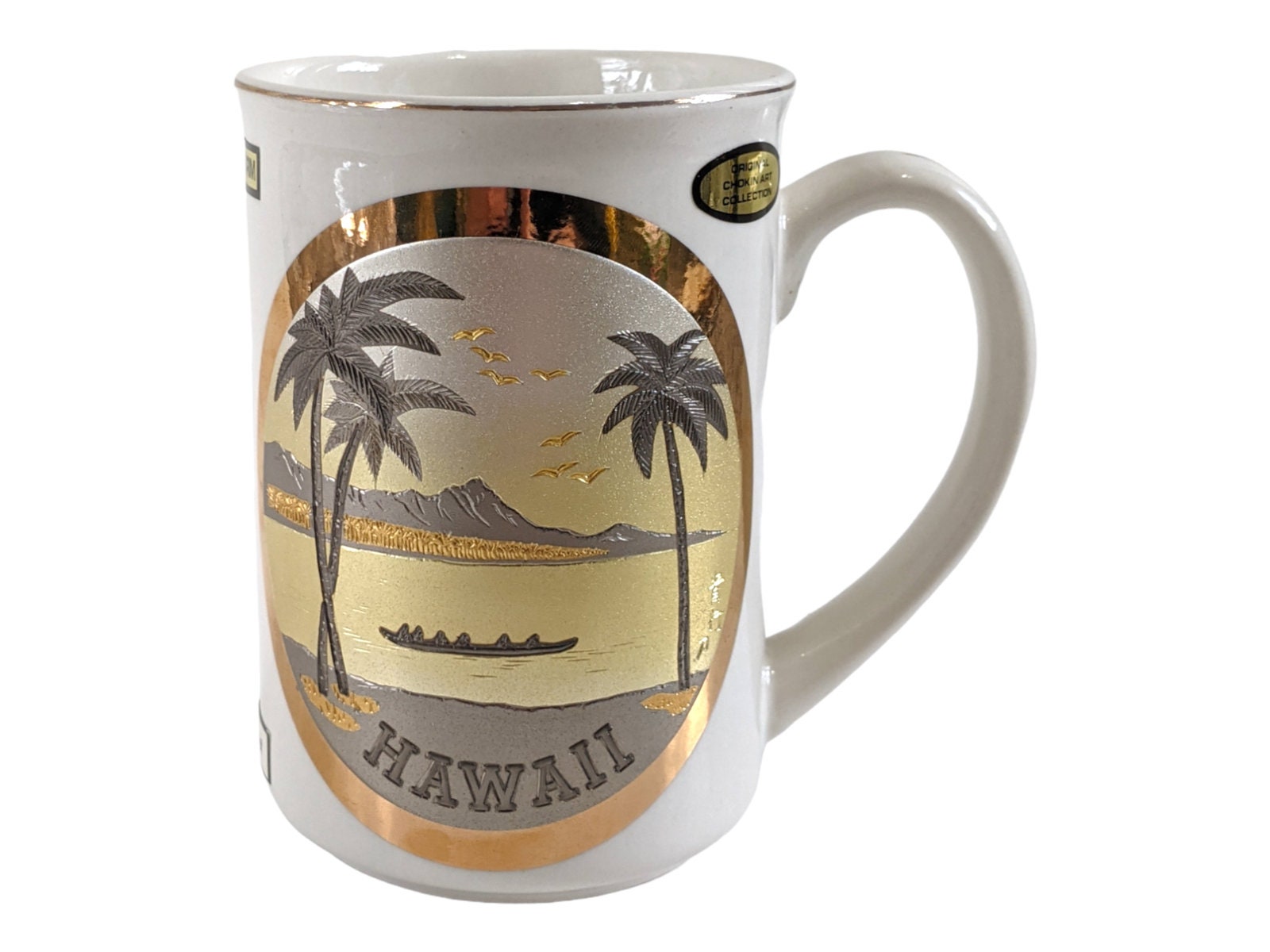 The Art of Chokin Pelican Nautical Porcelain Cup Mug Gold Rim Collectible  12 oz