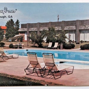 Holiday Inn Pool Ansicht McDonough GA-Georgia Vintage Werbung Chrom-Postkarte