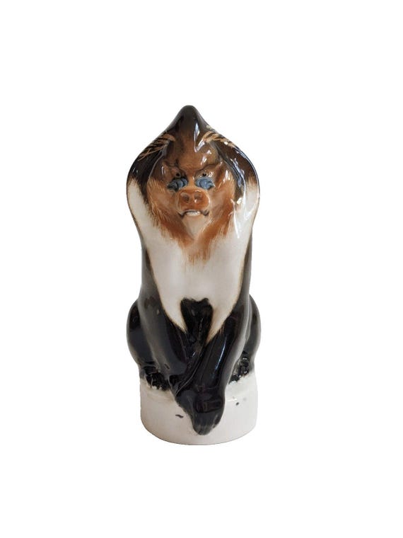 Vintage Lomonosov Porcelain Mandrill Baboon Figurine Monkey