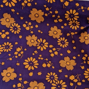 Vintage 60s 70s Fabric // Flower Power Print // Funky Orange Purple Floral // 44" BTY // Retro Sewing // Mod Groovy Textile afbeelding 8