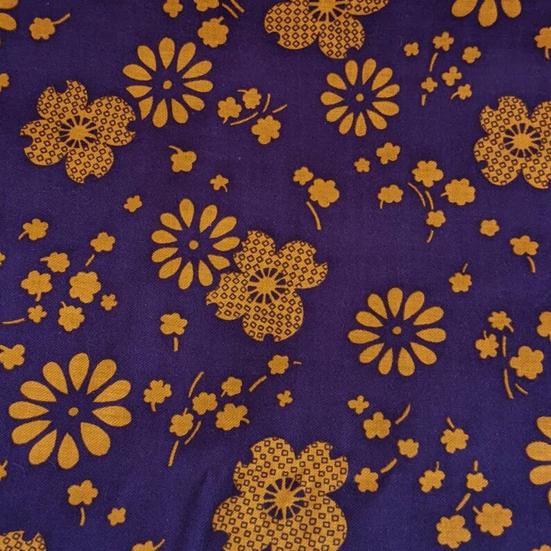 Vintage 60s 70s Fabric // Flower Power Print // Funky Orange Purple Floral // 44" BTY // Retro Sewing // Mod Groovy Textile afbeelding 4
