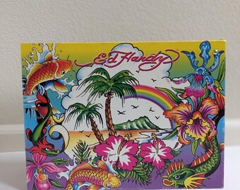 Vintage Y2K Ed Hardy X Lisa Frank Hanging File Box Tropical Tattoo
