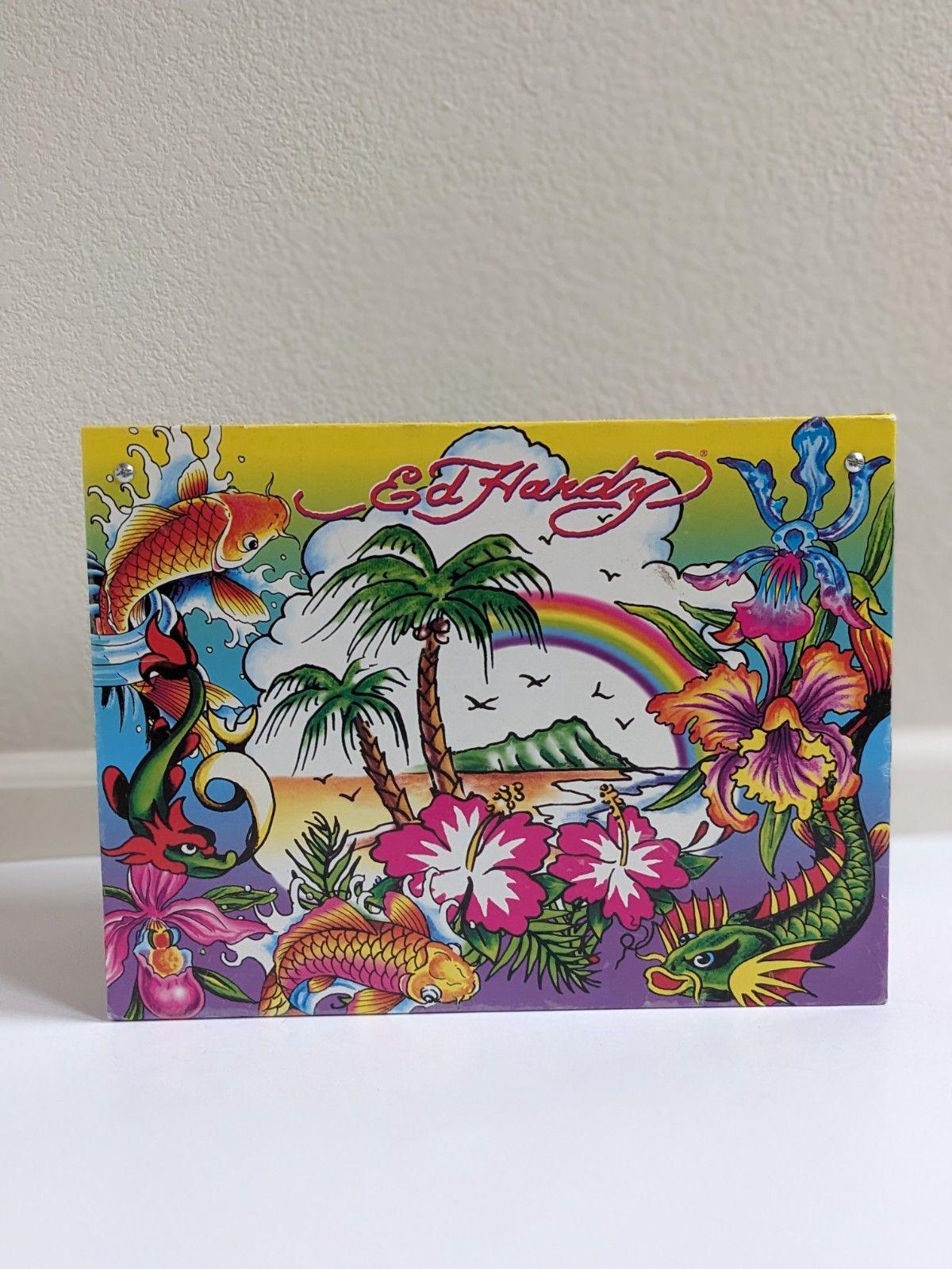 Vintage Y2K Ed Hardy X Lisa Frank Hanging File Box Tropical Tattoo