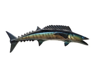 Vintage Souvenir Fish Magnet Acapulco Mexico 3D Resin Barracuda 7" Fridge Decor