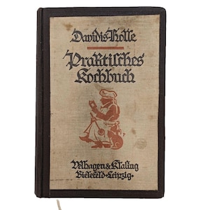 1931 Praktisches Kochbuch Davids-Holle German Cookbook w/ Illus & Plates Rebound