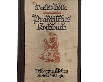 Vintage 1931 Praktisches Kochbuch Davids-Holle German Cookbook w/ Illus & Plates Rebound