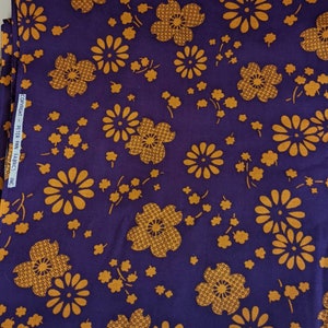 Vintage 60s 70s Fabric // Flower Power Print // Funky Orange Purple Floral // 44" BTY // Retro Sewing // Mod Groovy Textile afbeelding 2