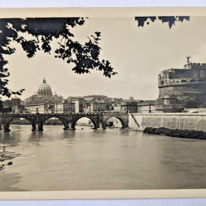 Castel Sant'Angelo Tibre Mausolée Hadrien Rome Italie vintage RPPC Carte postale I1