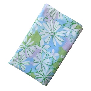 Vintage 60&#39;s 70&#39;s Flower Power Pillow Case, Blue Green Pink Pastel Daisies, 20&quot; by 31&quot; Queen Size
