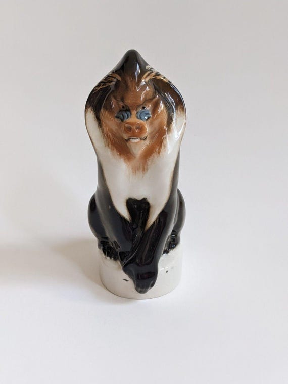 Vintage Lomonosov Porcelain Mandrill Baboon Figurine Monkey