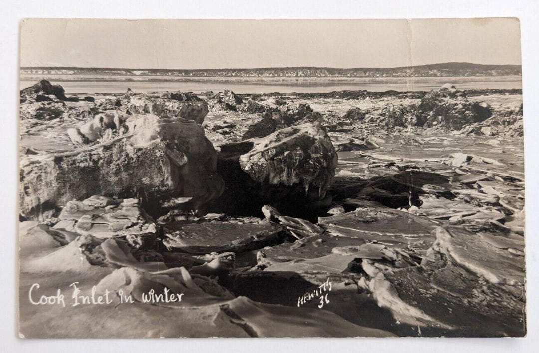 View of Cook Inlet in Winter Alaska AK Vintage Hewitt's RPPC Real Photo ...