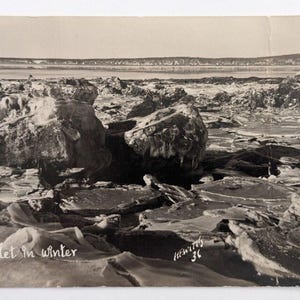 Vista di Cook Inlet in Alaska invernale AK Hewitt's RPPC Vintage Real Photo Postcard