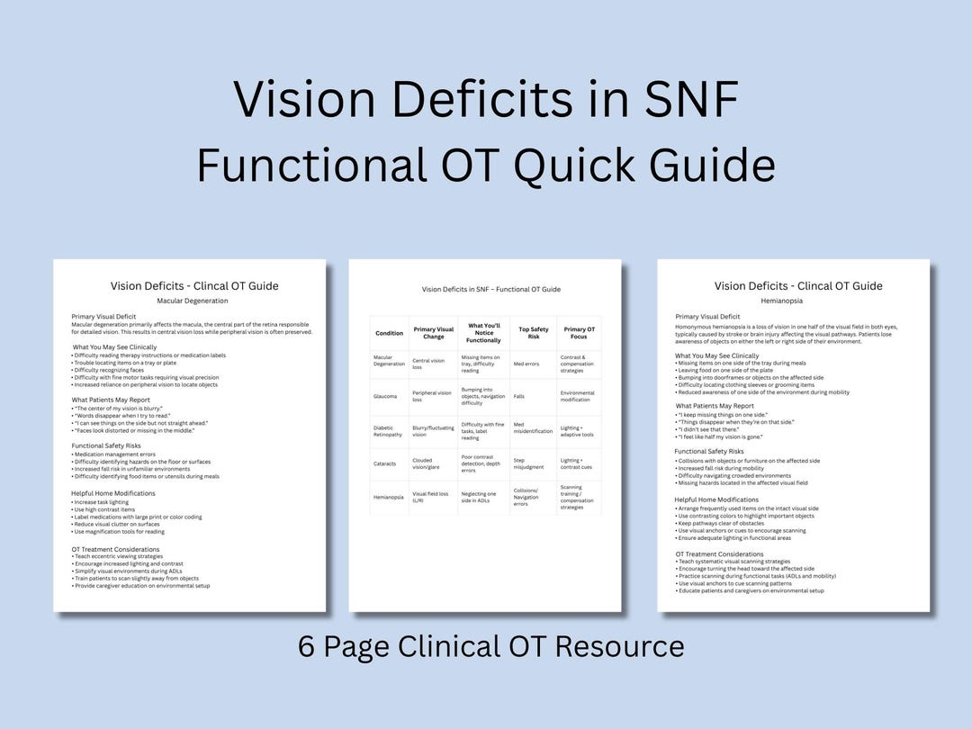 Snf Functional Worksheet.pdf SNF Vision Deficits OT Quick Guide | Occupational Therapy Clinical ...