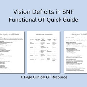 SNF Vision Deficits OT Quick Guide | Occupational Therapy Clinical Reference | Vision Deficits Treatment Guide | OT Quick Reference